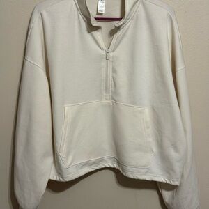 Yogalicious Women's Off-White Half-Zip Hoodie